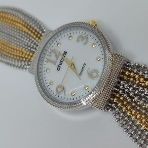 Chico's Silver and Gold Chain Watch
